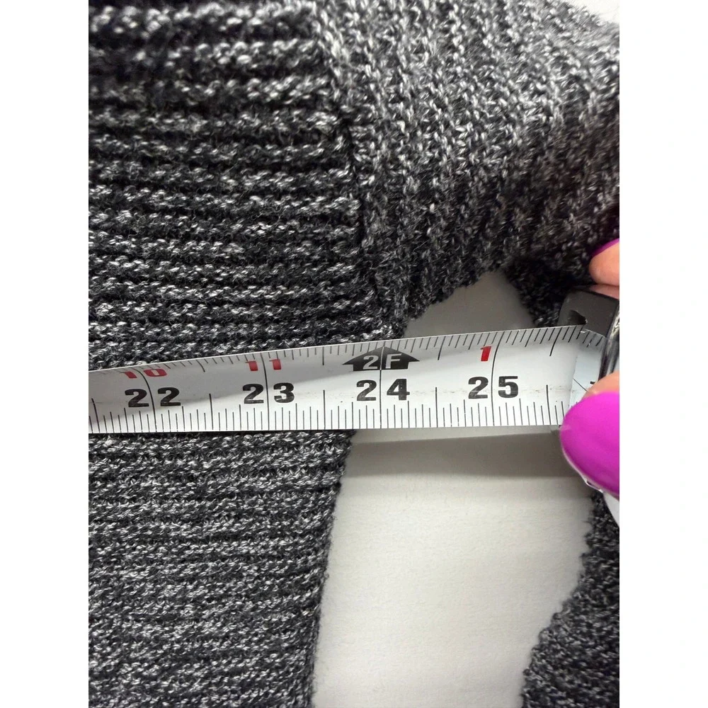 Pure Jill Gray Marled Cotton Blend Textured Knit Crew Neck Sweater Womens Large